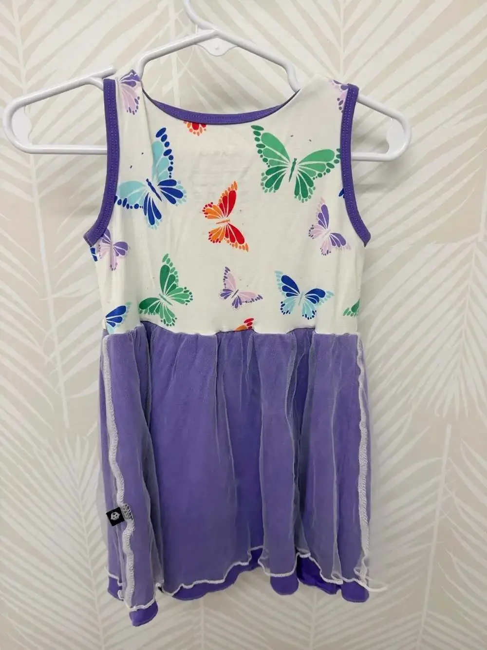 Sweet Bamboo Toddler Girls Butterfly Print Purple Tulle Dress Size 2 Years